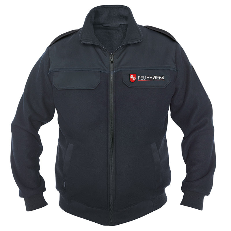 Feuerwehr Fleecejacke in marineblau mit Feuerwehrwappen Niedersachsen von Büttner Fire Fashion 