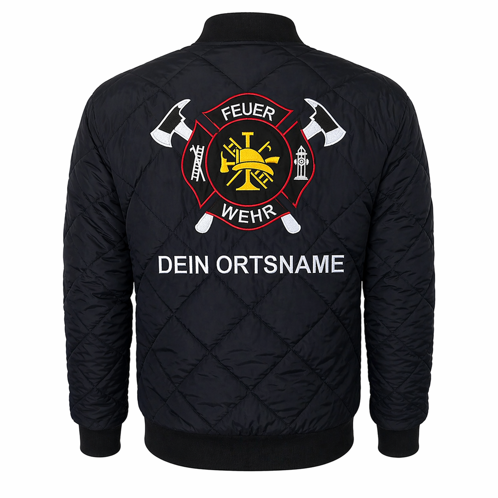 Steppjacke "Chicago Fire" Stick vorne und inklusive individuellen Ortsnamen hinten